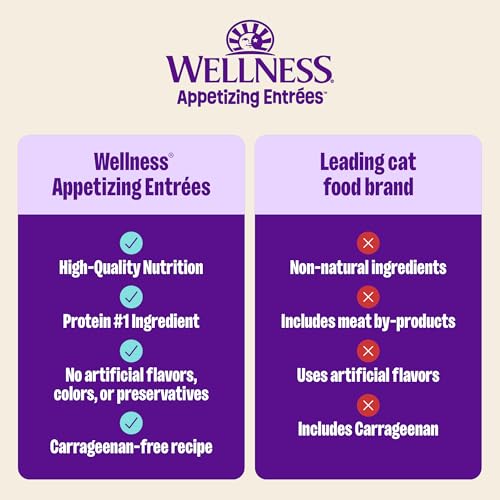 Image of Wellness Appetizing Entrees Age Advantage Shredded Senior Wet Cat Food, Natural, Protein Rich, Grain Free, Chicken and Duck Recipe, 1.4 oz, Pack of 8 Pouches