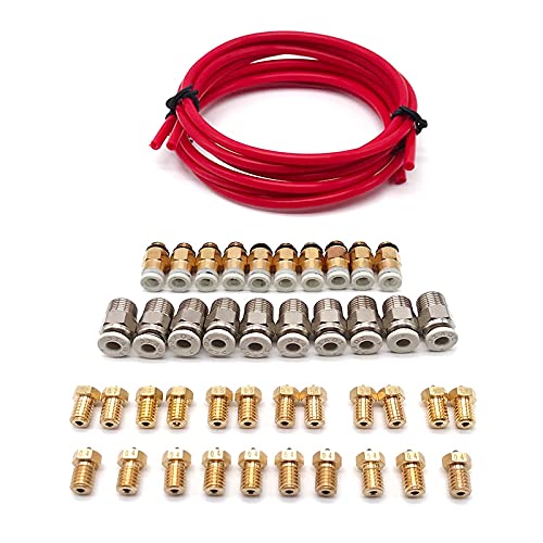 Lysee 3D Printer Parts & Accessories - PTFE Bowden Tube 2mmx4mm with Pneumatic Connector+Nozzle Extruder Print Head for 3D Printer NC99 - (Color: Red)