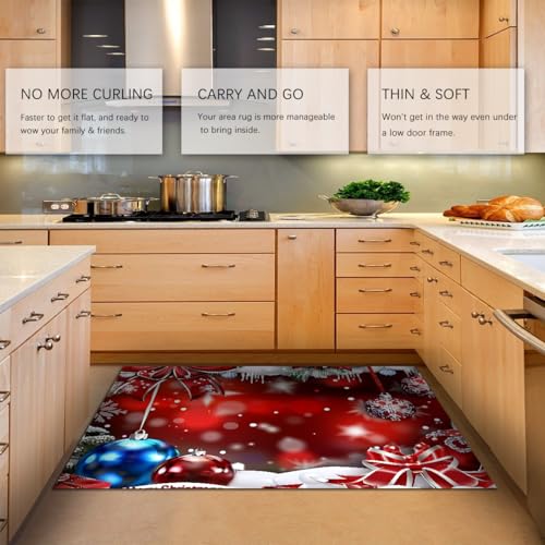 Tapis rouge Noël 180x270cm doux, lavable en machine et ultra résistant - 5