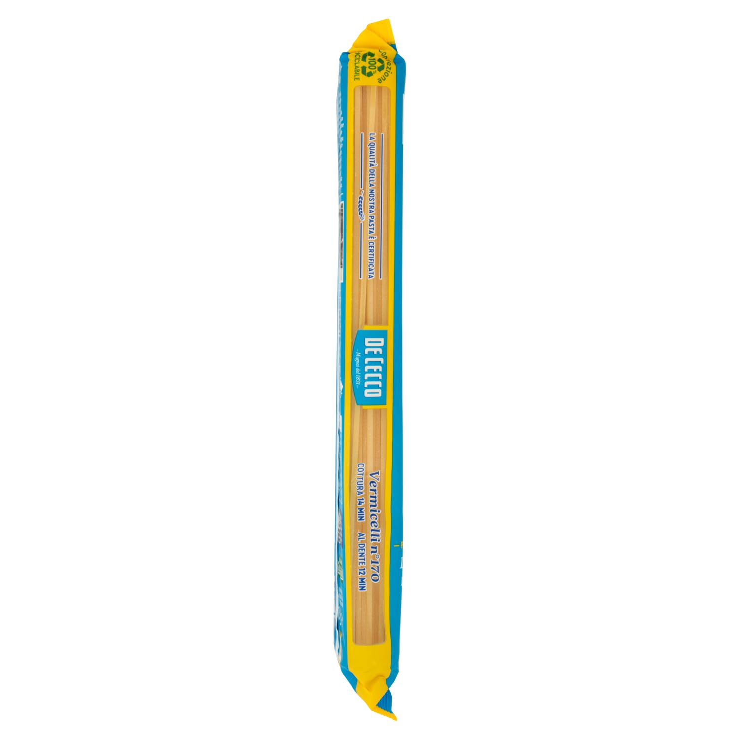 De Cecco Vermicelli n° 170, pasta 24 x 500 g, secado lento, sémola de trigo duro de calidad superior, cocción 14 min (al diente 12), ideales salsas de tomate y mariscos + italian Gourmet polpa 400 g