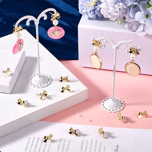 SOFPLATE 1 Box 40Pcs Bowknot Earring Posts Earring Stud with Loop & 80Pcs Plastic Ear Backs 925 Sterling Silver Pin Earring Studs Findings for jewellery Making Accessories DIY Dangle Earrings Supplies - Image 4