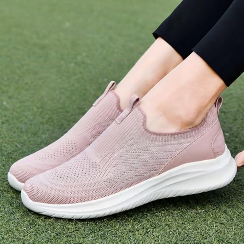 Image of TIOSEBON Women's Walking Tennis Shoes Knit Comfortable Slip on Breathable Mesh Lightweight Sneaker