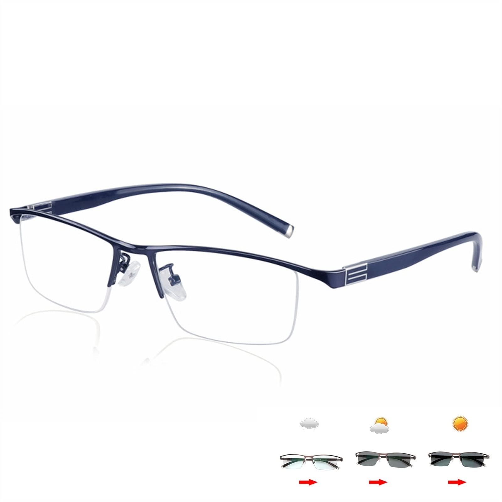 EDGUN Gafas de Lectura fotocromáticas progresivas de transición multienfoque, Gafas de Sol para lectores UV400, Gafas de Sol para Hombres y Mujeres (Color : Blue 1, Size : +75)