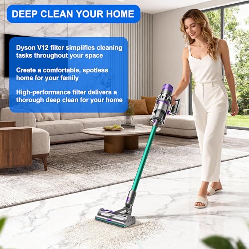 3 Stück Ersatzfilter Filter für Dyson V12 Detect Slim Absolute Staubsauger, Ersatzfilter für Dyson V12 Slim Motorhead Complete Ersatzteile Zubehör 971517-01, Enthält 1 Bürstenkopf