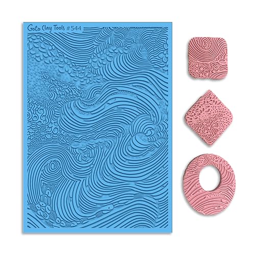GOTO CLAY TOOLS Abstract Wave Texture Sheets for Polymer Clay, Achieves The Same Texture as a Polymer Clay Roller, Waves Texture mat for Polymer Clay – TM-544