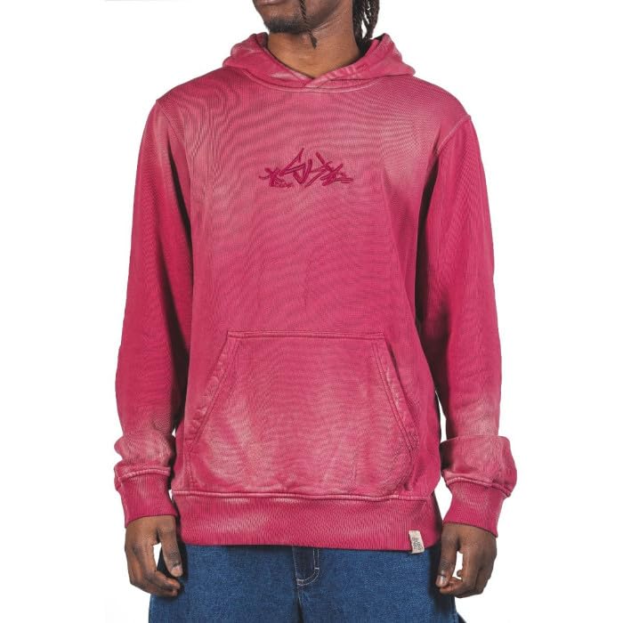 BlueSkin Felpa Uomo con Cappuccio | Stile Baggy | Skater | Hip Hop | Colore Rosso | Trattamento Aged 1 Year