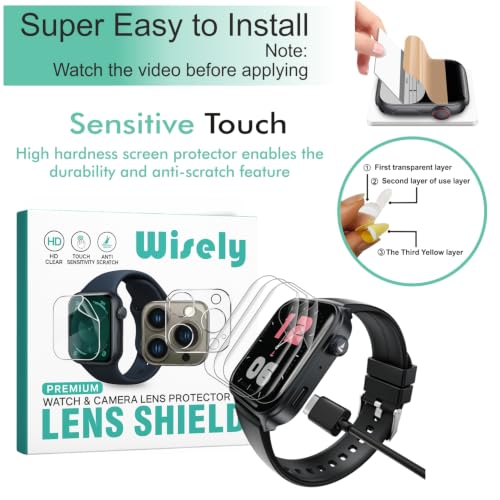 Image of Wisely |3pcs| Screen Guard Protector Compatible For Boat Storm Call 4 Smartwatch |1.96 inch| Bubble Free, HD Clear, Full Cover, Easy installation kit