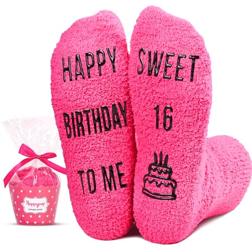 HAPPYPOP Birthday Gift Ideas for Girls - Sweet 13 16 Socks for Teens, Birthday Present for 13-16 Year Olds