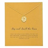 Gifts for Her, Dainty Flower Necklace Gold Rose Necklace for Women (Rose)