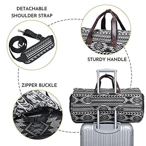 Modoker Carry on Garment Bags for Travel, Convertible Garment Duffel Bag with Shoulder Strap for Men Women- 2 in 1 Hanging Suitcase Suit Travel Bags (White-Black)