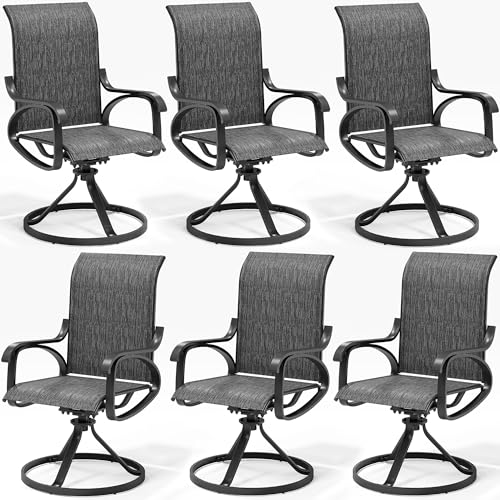 Image of LOUVIXA Patio Swivel Chair Set of 6, All-Weather Patio Swivel Rocking Chair, High Back Patio Dining Chairs for Backyard, Porch, Lawn, Garden(6, Dusky Gray)