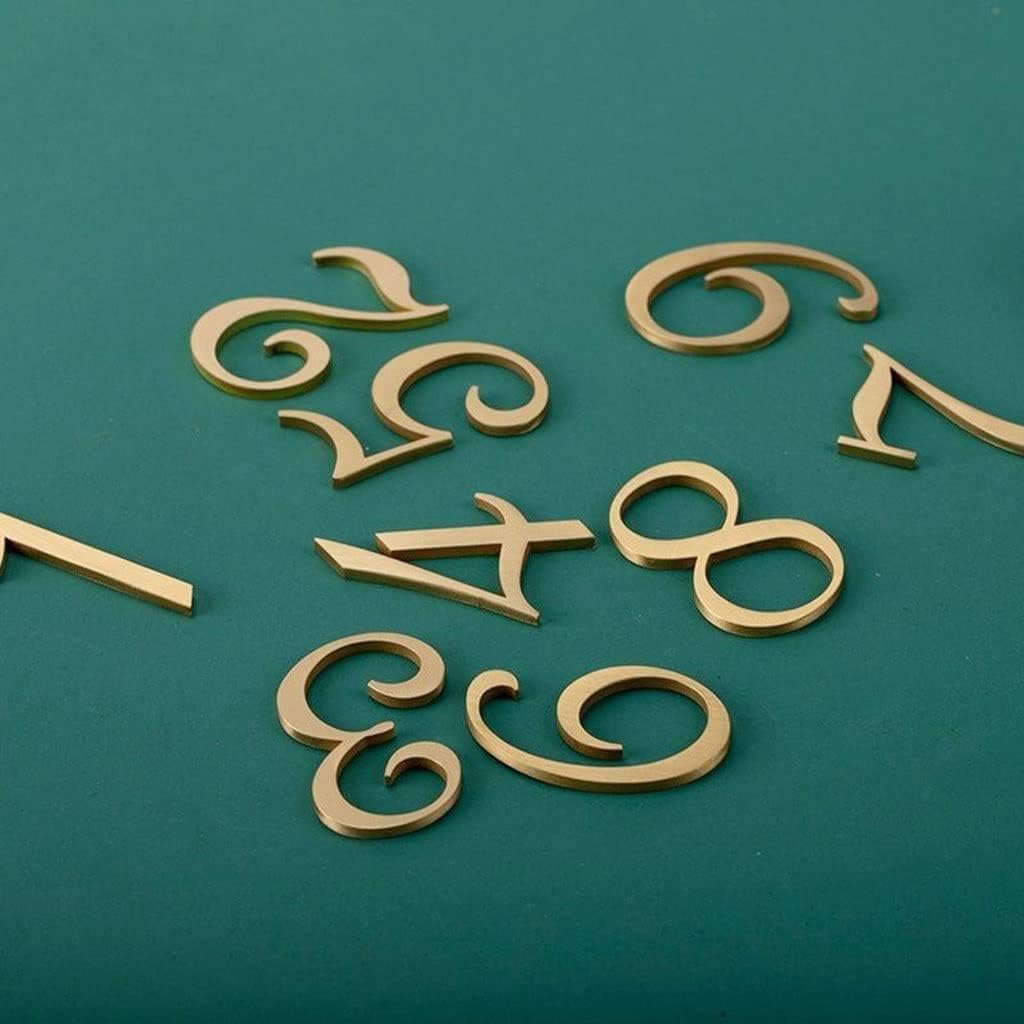 1pcs Brass House Numbers Stickers, for Apartment Metal Self Adhesive Doorplate Door Plaque Number Mailbox Address Street Signs (Color : Number 2)