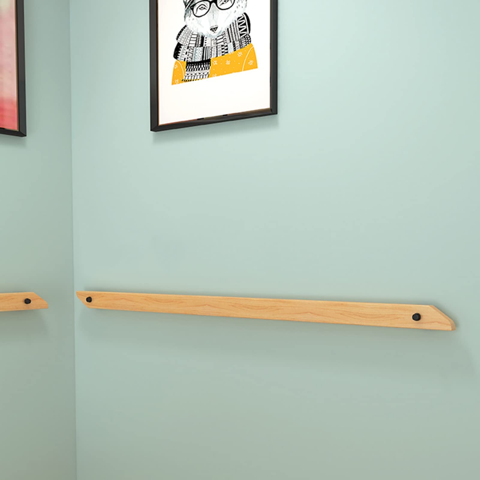 Wysokiej jakości antypoślizgowa poręcz z litego drewna, do wewnątrz, loft i ogród, montowany na ścianie, drążek podtrzymujący (13ft / 390 cm) do bezpiecznego domu