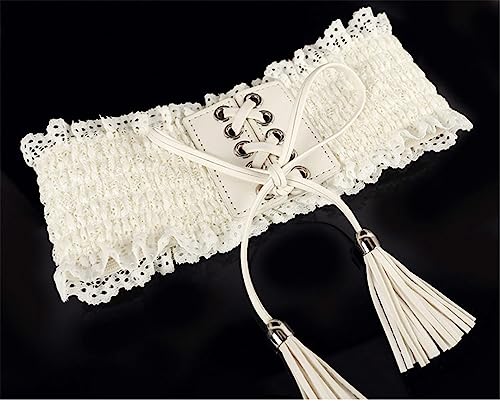 Women Elegant Lace Wide Waist Belts Women Bowknot Tie Corset Female Waist Belt Stretch Elastic Lady Cummerbund Waistband3