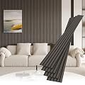 POHARE 4 Pack Wood Slat Wall Wood Paneling,95 x 8 in Soundpoof Wooden Engineered Wooden Slat Wall Panels,Stylish Acoustic Wall Panels for Interior Walls Decor with Felt Backing,Black-Brown