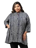Indietoga Women's Plus Size Festival Wear Casual Rayon Kurti Tops (P20001352_Blue Bandhani Printed_5XL)