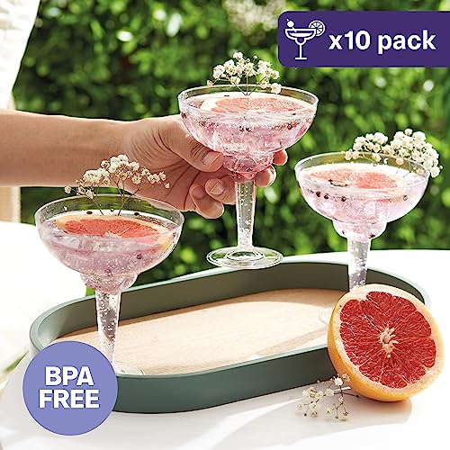 MATANA 10 Elegant Hard Plastic Margarita Cocktail Glasses, 360ml - Transparent, Sturdy & Reusable - Daiquiri Martini Glasses for Weddings Birthdays, Christmas & Outdoor Parties - Image 5