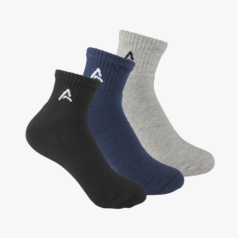 amaree Cotton Terry Everyday Socks | Cushion Comfort for Men & Women | Breathable & Sweat-Resistant | Gym & Daily Use - Pack of 3 (Black, Navy Blue, & Grey)-picture-30
