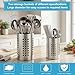 Imagen de Gykutix Juego de 2 Bote Utensilios Cocina Porta Utensilios de Cocina de Acero Inoxidable Escurridor Cubiertos Redondo Soporte utensilios cocinas Escurre Cubiertos Bote para Cajones Encimeras
