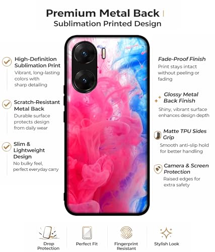 Image of Fractal Paint Design Premium 2D Printed Metal Back Case Cover for Vivo V29E 5G
