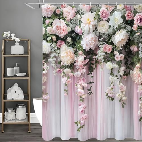 Rideau de douche en polyester de qualité supérieure à motif floral chic - 2
