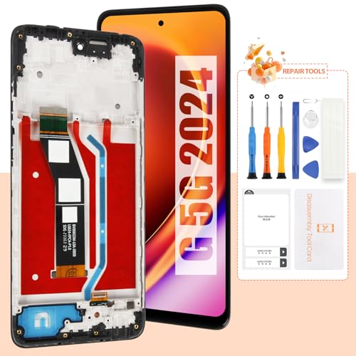 Pantalla de repuesto para Motorola Moto G 5G 2024 para Moto G 5G LCD XT2417 1, XT2417 Touch Display Digitalizador Asamblea Piezas de reparación (negro con marco)