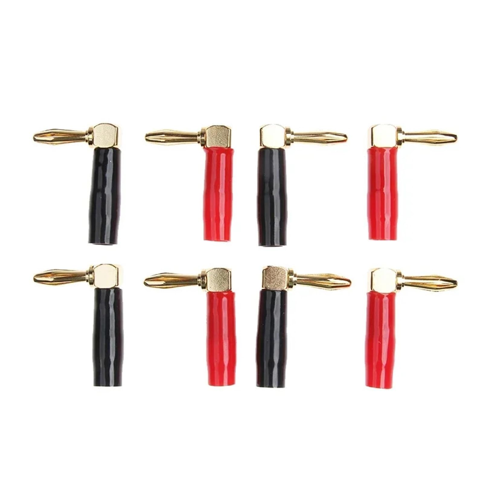 8 stücke Bananenstecker Rechtwinklig Gold 4mm Set Audio Lautsprecher L Typ Adapter Kabel Anschlüsse Schraube for 20 AWG-8 Draht Anschlüsse