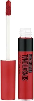 Maybelline New York Lipstick, Matte Finish, Non-Sticky and Non-Drying, Sensational Liquid Matte, 14 Red Serenade, 7ml