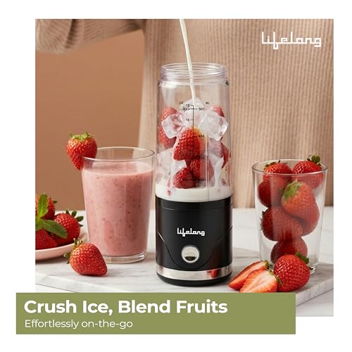 Image of Lifelong Portable Blender 650ml | Portable Juicer Mixer for Smoothies & Juice | 4000mAh USB Rechargeable | 6 Stainless Steel Blades, Durable ABS Build | Detachable Build for Easy Clean | Carry Handle