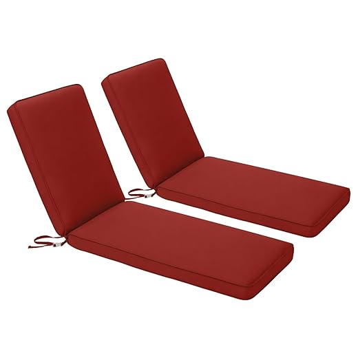 BPS Outdoor Lounger Cushion 72''L x 22''W x 3.5”H Patio Furniture Chair Seat Cushion Olifen Fabric Slipcover Sponge Foam - Set of 2
