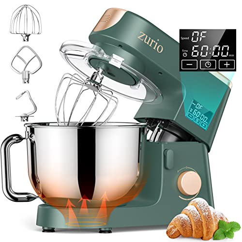 Küchenmaschine Rührmaschine 1500W Zurio 6.5L Knetmaschine Rührmaschine 6-Gang mit Fermentationsfunktion, Geräuscharm…