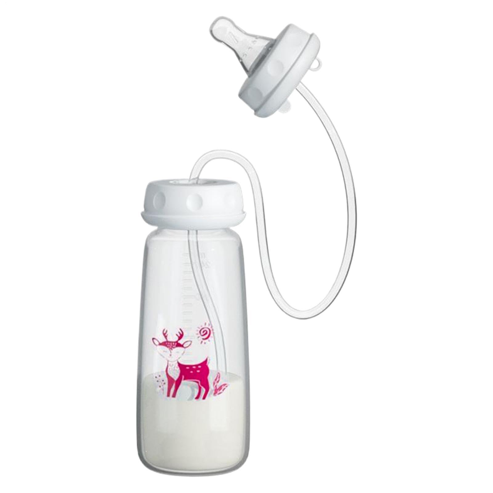 240ml Anti-Colic Feeding Bottle Silicone Leakproof Hands-Free Babys Milk Bottle with Fast-Flow Nipple Adjustable Fast Flow Milk Bottles for Boys Girls Indoor Outdoor Home Bedroom Living Room Hotel