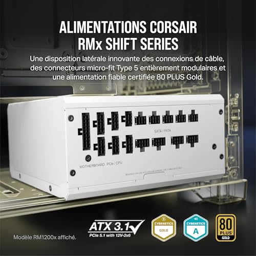 CORSAIR Bloc d'alimentation RM850x Shift Cybenetics ATX entièrement modulaire Certifié Gold 80 Plus 850 watts - vue 6