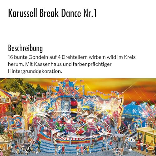 FALLER Karussell Break Dance Nr.1 Modellbausatz mit 402 Einzelteilen 250 x 240 x 136mm I Modelleisenbahn Zubehör H0 I Modelleisenbahn H0 Kirmesanlagen