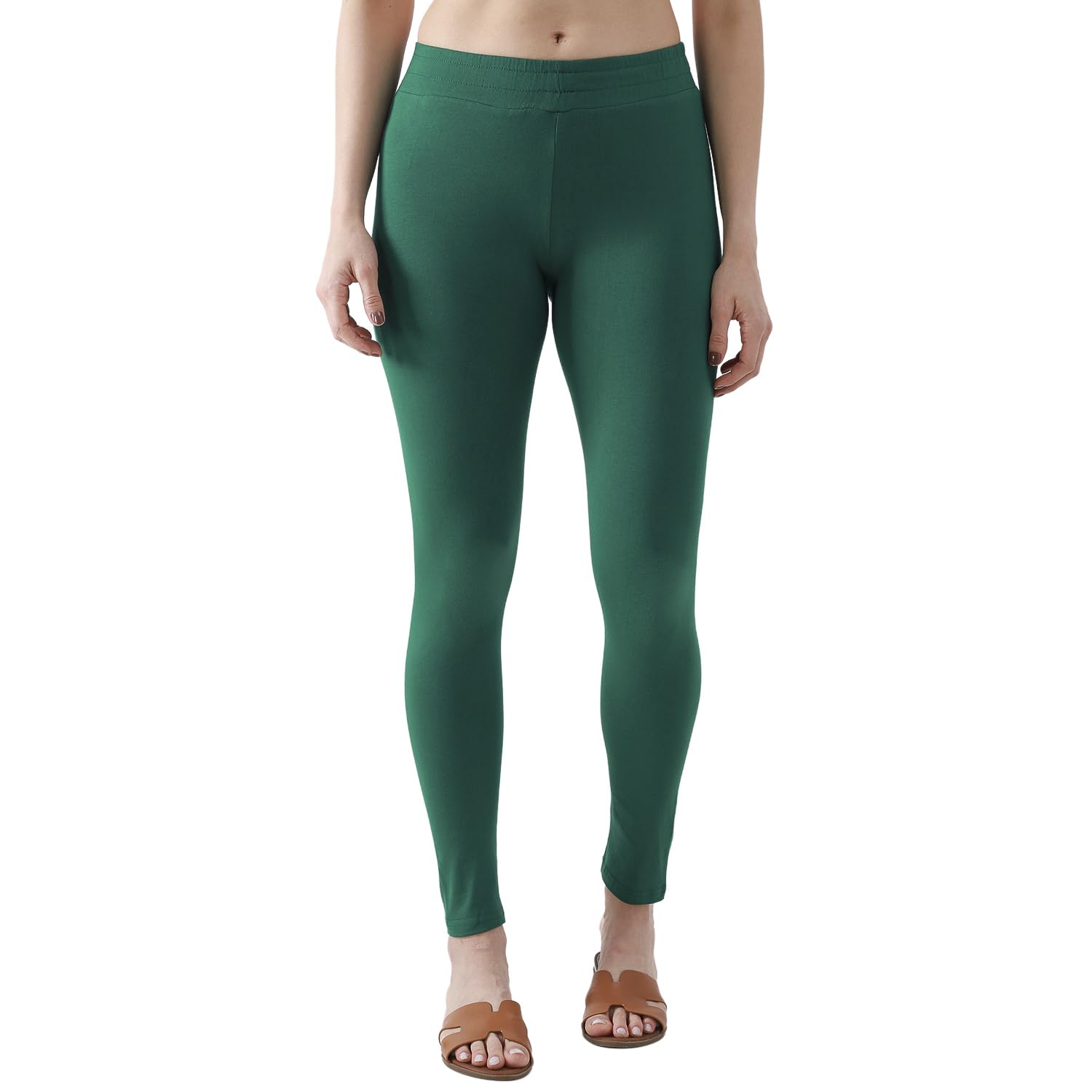 BIBA Cotton Lycra Solid Fitted Casual Leggings @