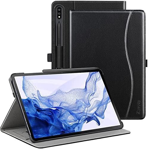 ZtotopCases Case for Samsung Galaxy Tab S8 Plus/S7 FE,Premium PU Leather Folding Stand Cover for 12.4 Inch Galaxy Tab S8+ 2022/S7 FE 2021/Tab S7 Plus 2020, with Pen Holder,Black