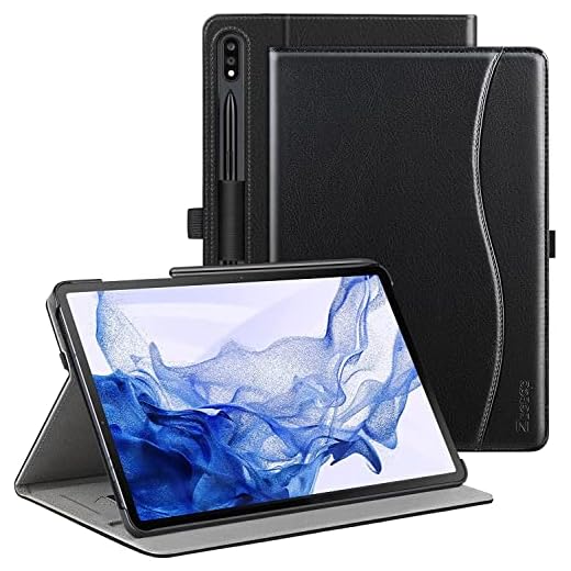 Ztotop Case for Galaxy Tab S7 FE 5G/S8 Plus/S7 Plus 12.4" Tablet, Premium PU Leather Folding Stand Cover with Pen Holder & Multiple Viewing Angles for Samsung Tab S7 FE 2021/S8+ 2022/S7+ 2020, Black