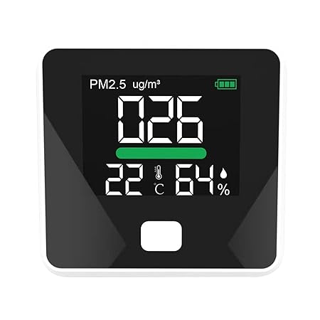 Air Quality Monitor, Dienmern Formaldehyde Detector, Indoor Pollution Meter, Tester, Sensor, Tester, Temperature and Humidity, PM2.5/PM10/HCHO/TVOC Real-Time (White)