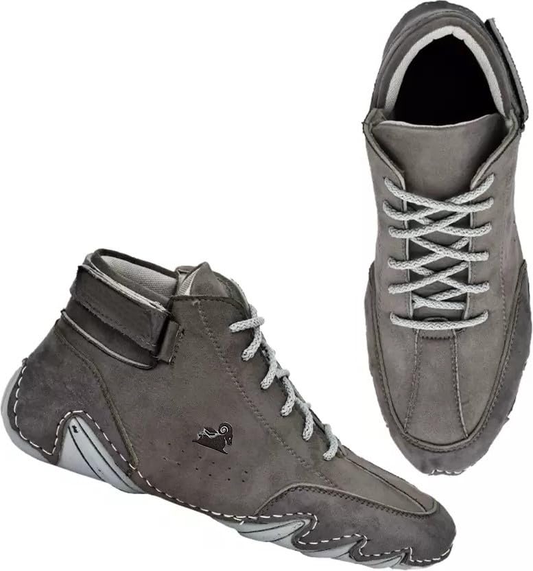 Zixer Italian Heritage Suede Velcro Leather Casual Sneakers for Mens High Top Outdoors for Men Grey (B0DCGN2X87) Amazon Price History, Amazon Price Tracker