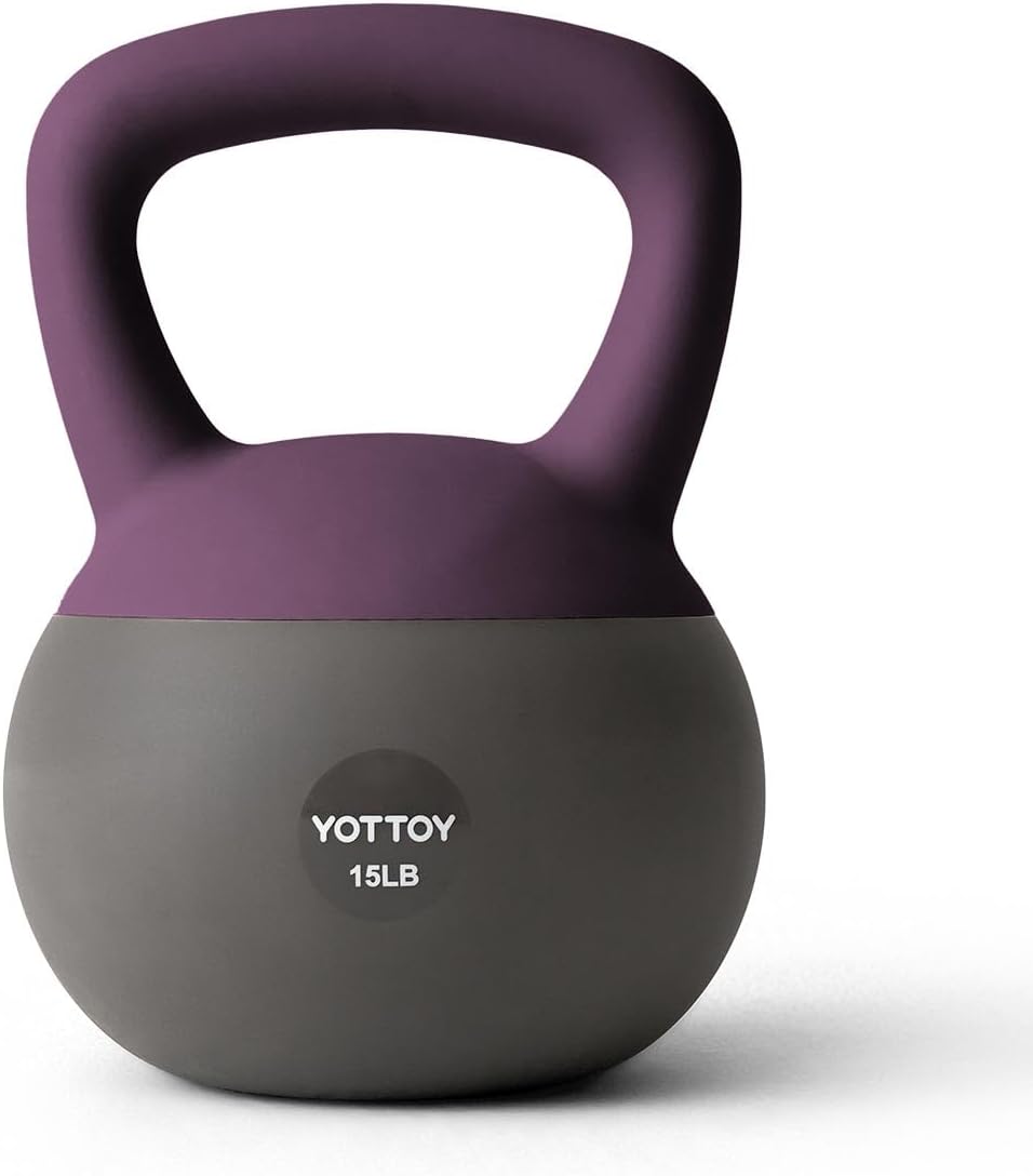 YOTTOY Soft Kettlebell, Set for Strength Training Kettlebells & Home Workouts, Soft-Sided Cushioned Base, Wide-Handle - Ideal for Men, Women, & Beginners 15LB-Purple