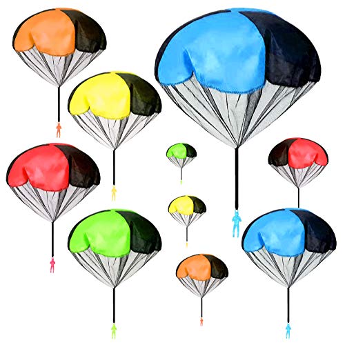 Zuzer Juguete de Paracaídas, 10PCS Juguete Paracaídas Set Juguete del Paracaidista,Muy Buenos Juguetes Al Aire Libre de Los Niños Pueden Ser Utilizados como Regalos para Los Niños