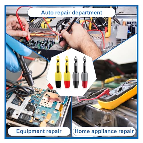 Image of 4pcs Wire Piercing Probe Kit, 0.08in and 0.16in Insulation Puncture Wire Probe Piercing Clip Test Tool for Multimeter Equipment Home Appliance Repair Electricity Meter Testing Accessories