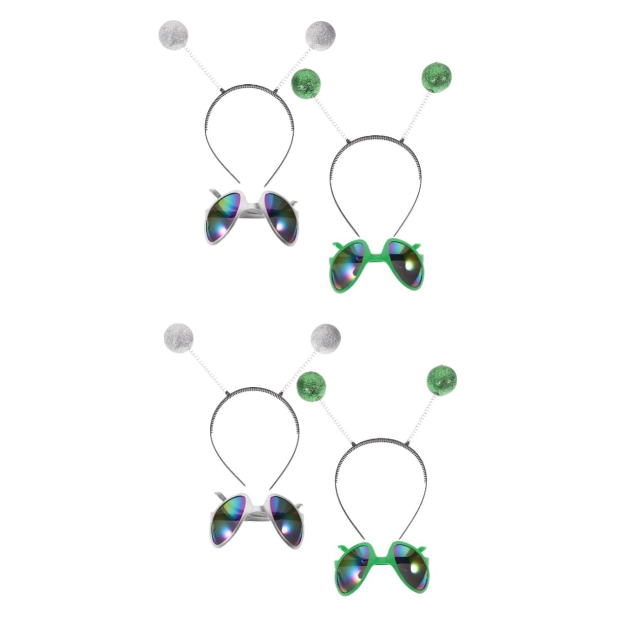 MOLUCKFU 2 Sets Movie Alien Headband Large Lenses Rainbow Lenses Adults Party Glasses