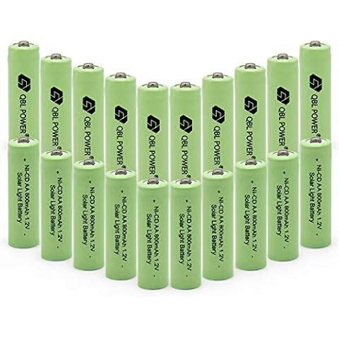 QBLPOWER NiCd AA Double A 1.2V 800mAh Rechargeable Solar Batteries for Outdoor Lights Solar Lights,Solar Lamp,Garden Lights(20 PCS) Cover