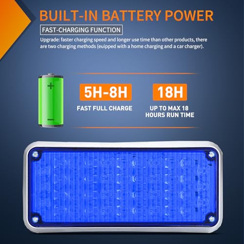 Image of Nilight 2PCS Blue Strobe Magnetic Lights Surface Mount Waterproof | Portable Warning Hazard Light 42LED 5 Patterns for 12V 24V Off Road Eergency Vehicles