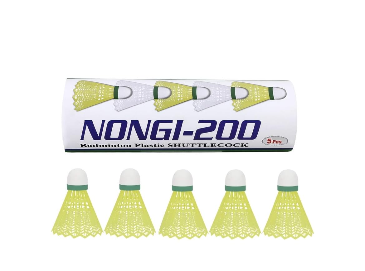 Sunny 200 Plastic Badminton Shuttlecock Pack of 5 (Yellow) for Indoor Outdoor Badminton Sports-image-39