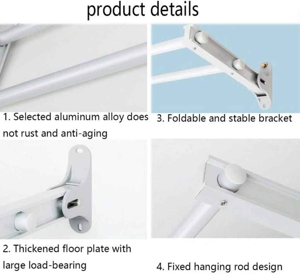 Clothes Drying Rack Laundry Rack, Wall Mounted Airer, Folding Balcony Drying Racks Multifunction Push and Pull Retractable Aluminum Alloy Clothes Airer The New,1rail 150c