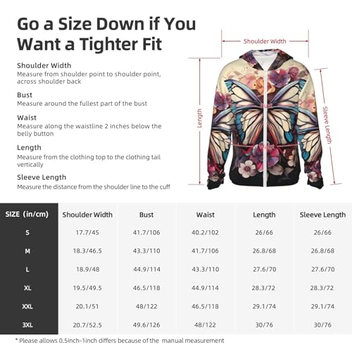 Men's UPF 50+ Sun Protection Hoodie Long Sleeve Fishing Shirts Quick Dry Butterfly Floral Sun Shirt Jacket2