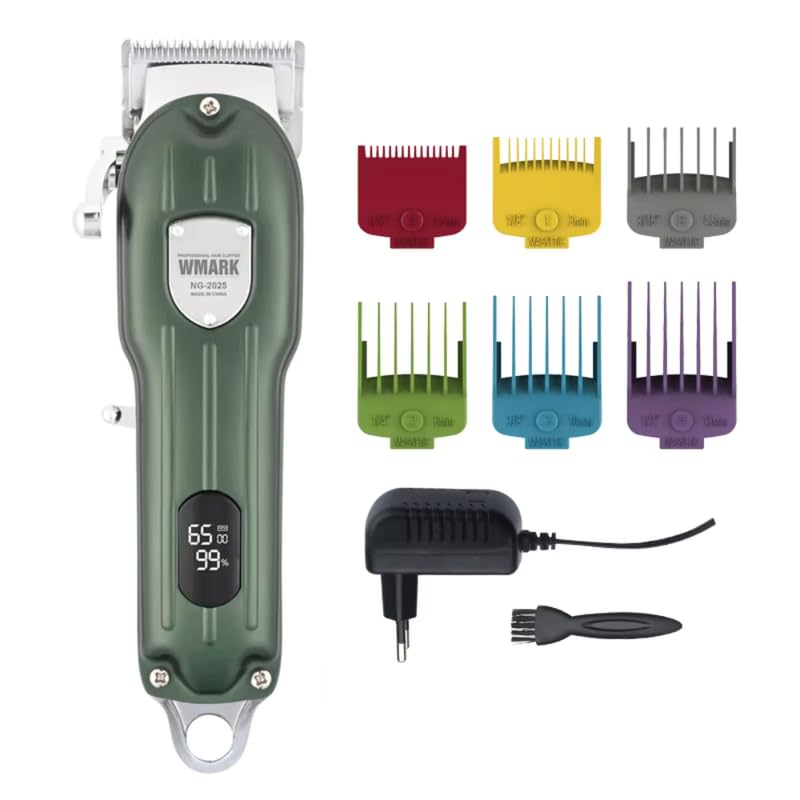 Image of WMARK NG-2025B Salon Series Professional Metal Body Cordless Hair Clipper Digital Display 6500 RPM Powerful rotary Motor High Carbon steel 6 Guide Comb Taper Lever Adjustment Runtime: 240 min, Model 1