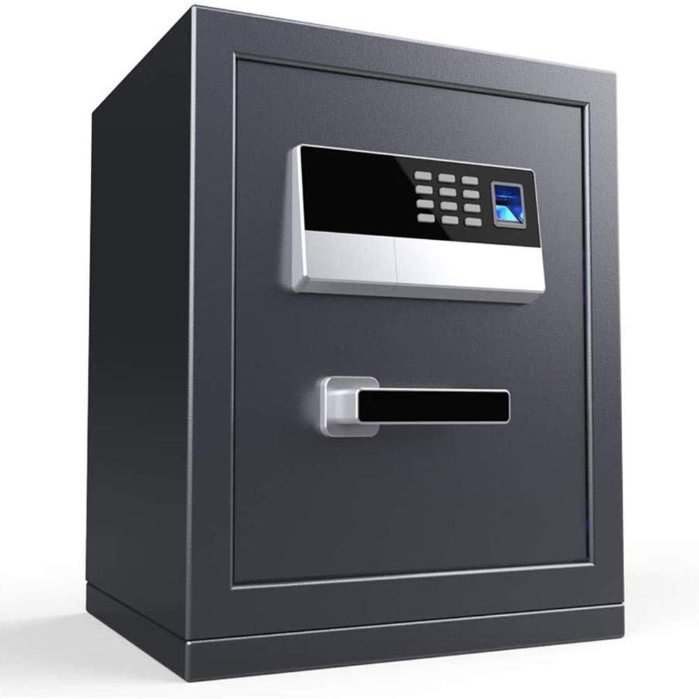 Cassaforte ignifuga impermeabile, cassaforte con impronta digitale, password, piccola, interamente in acciaio, antifurto, con vano batteria, armadietto interno con chiave per entrare nell'armadio, cas